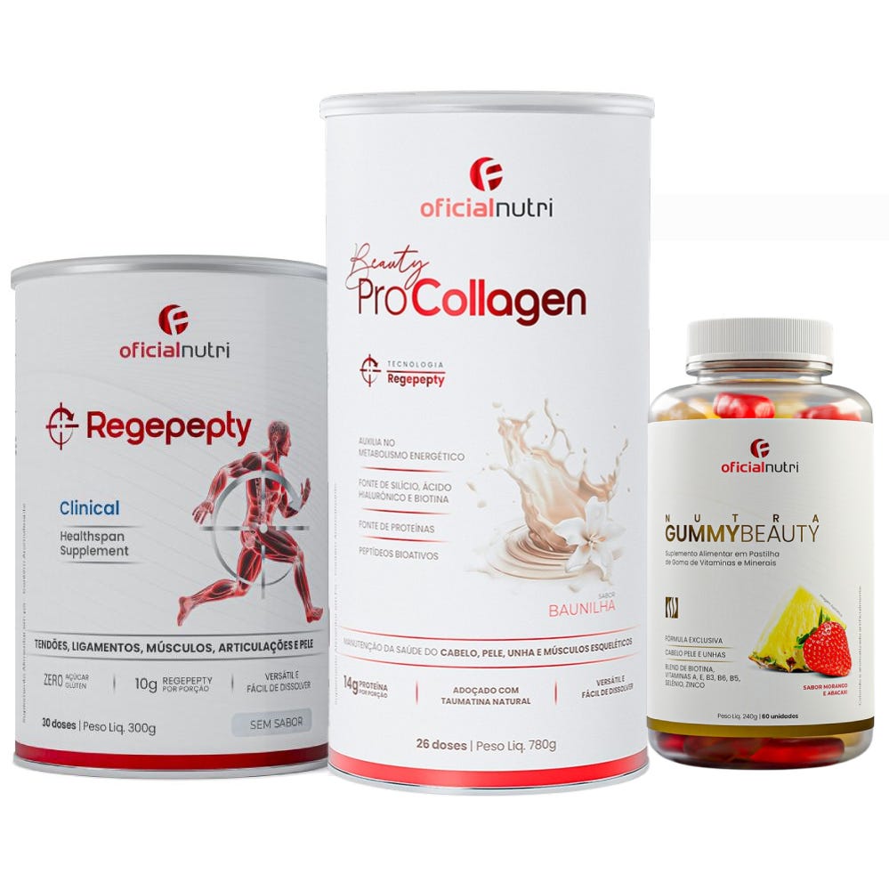 Regepepty Clinical Sem Sabor + Beauty Pro Collagen Baunilha + Gummy Beauty