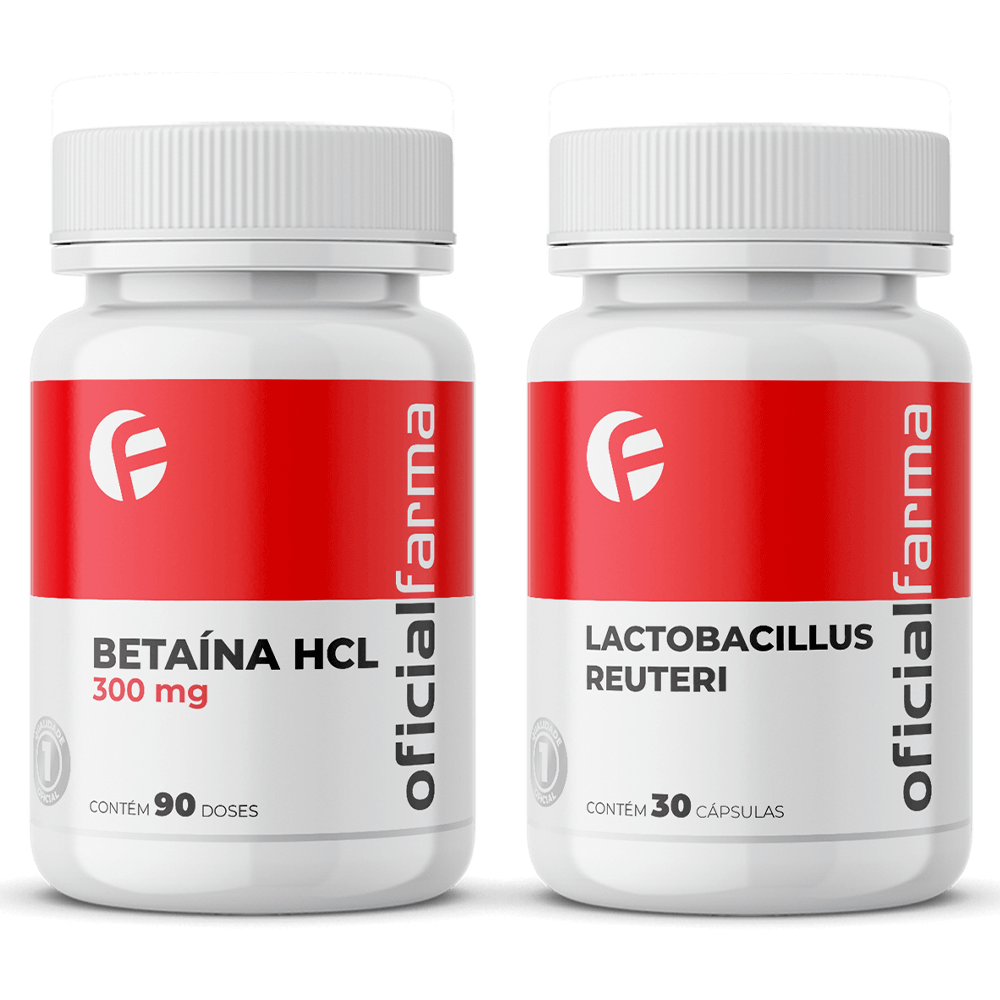 Beta&iacute;na Hcl 300mg 90 Dose + Lactobacillus Reuteri 30 C&aacute;psulas