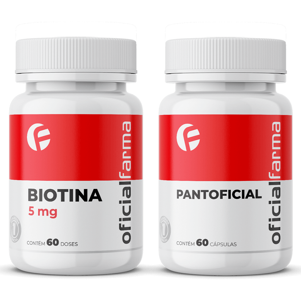Biotina 5mg 60 Doses + Pantoficial 60 C&aacute;psulas