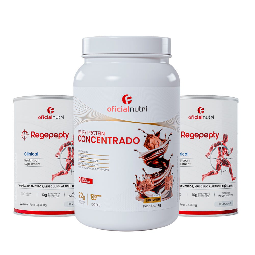 COMBO 1 - 2 Regepepty Clinical Sem Sabor + 1 Whey Protein Concentrado Brownie
