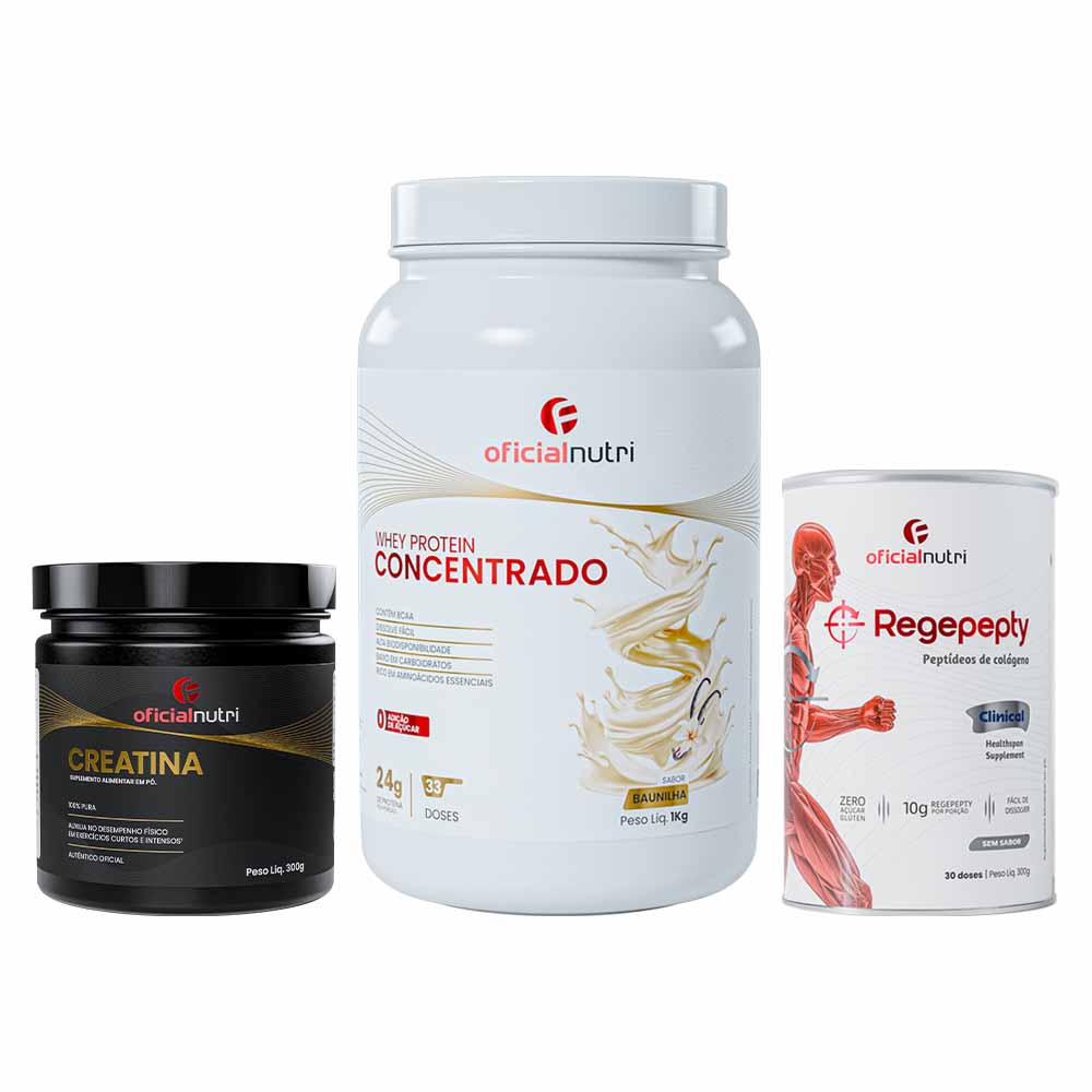 Creatina Monohidratada 300g + Regepepty Clinical + Whey Protein Concentrado