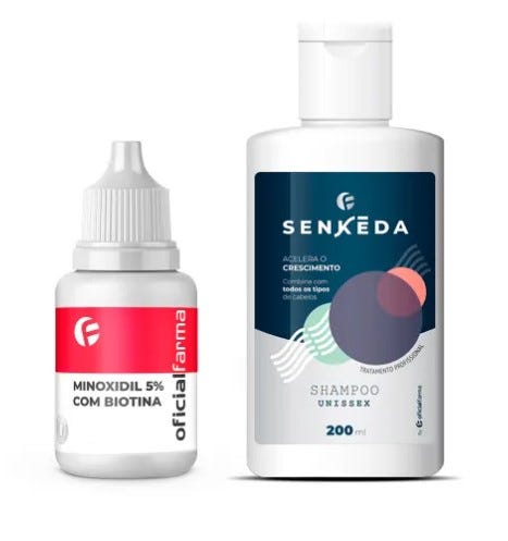 Minoxidil 5% Com Biotina 100Ml + Senkeda Shampoo Para Crescimento Capilar 200ml