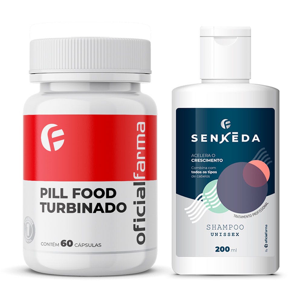 Pill Food Turbinado 60 C&aacute;psulas + Senkeda Shampoo Para Crescimento Capilar 200ml