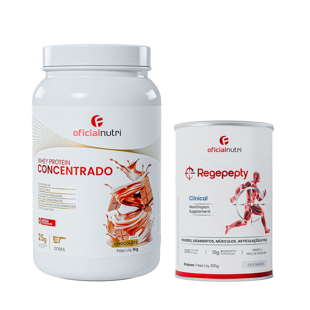 Combo 11 - Whey Protein Concentrado Chocolate + Regepepty Clinical Sem Sabor