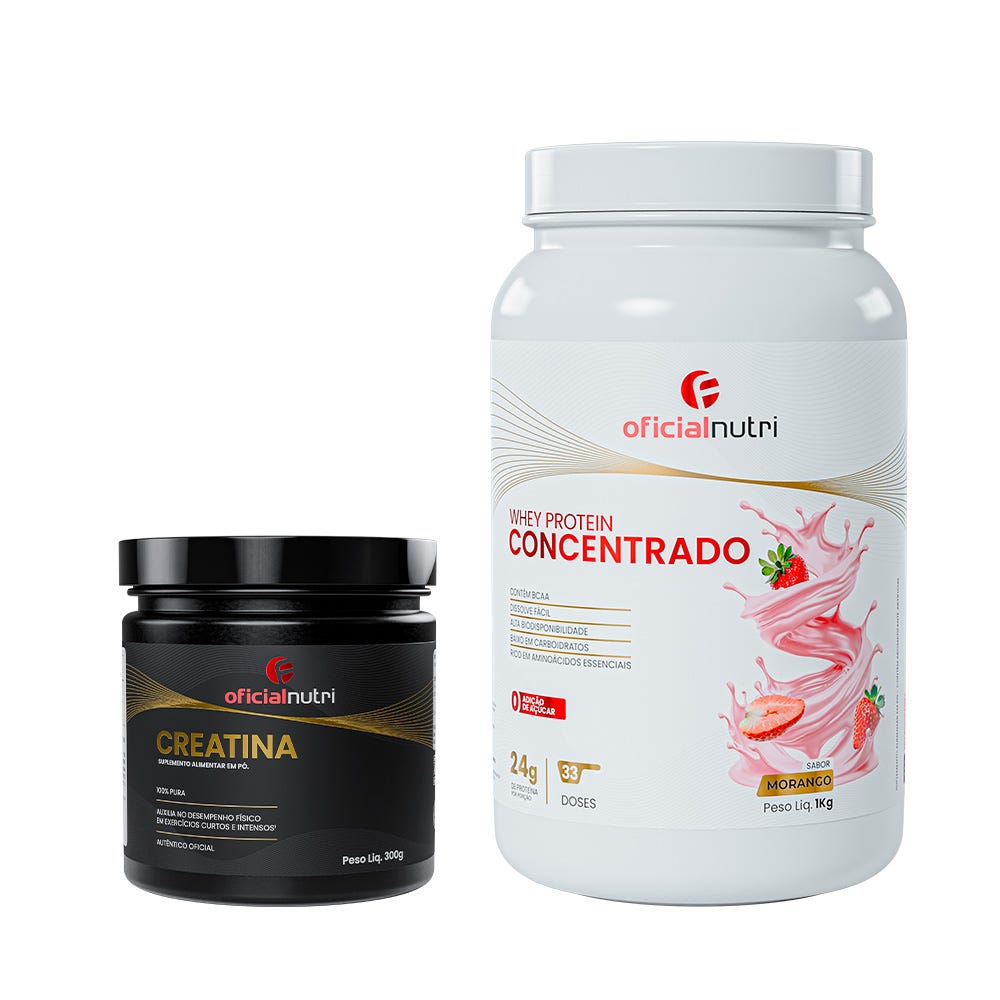 Combo 12 - Whey Protein Concentrado Morango + Creatina 300g