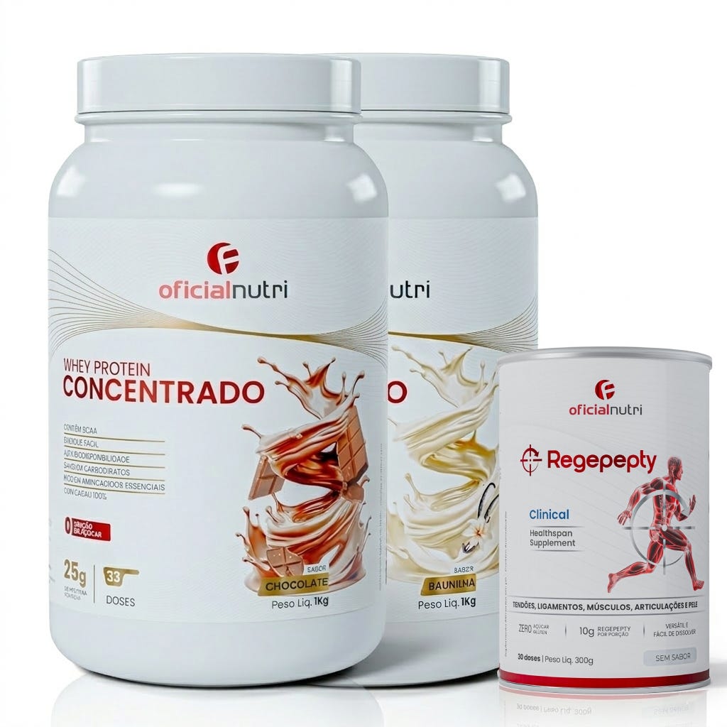 Whey Protein Concentrado Chocolate + Whey Baunilha + Regepepty Sem Sabor
