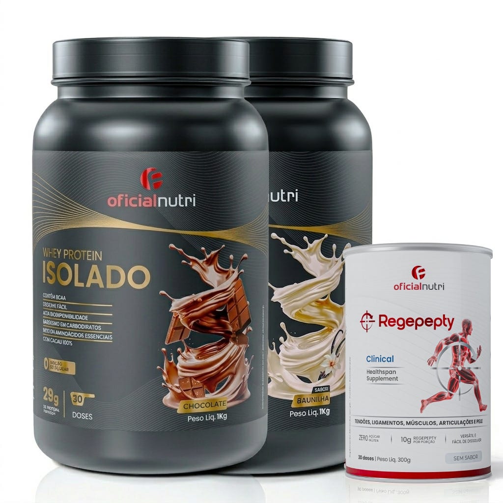 Whey Protein Isolado Chocolate + Whey Baunilha + Regepepty Sem Sabor